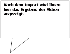 Rechteckige Legende: Nach dem Import wird Ihnen hier das Ergebnis der Aktion angezeigt.